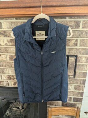 Hollister Navy Blue Quilted Puffer Vest Size Small